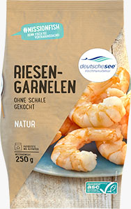 Riesengarnelen, ohne Schale, gekocht
