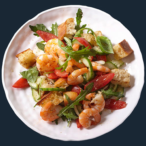 Toskanischer Brotsalat mit Garnelen